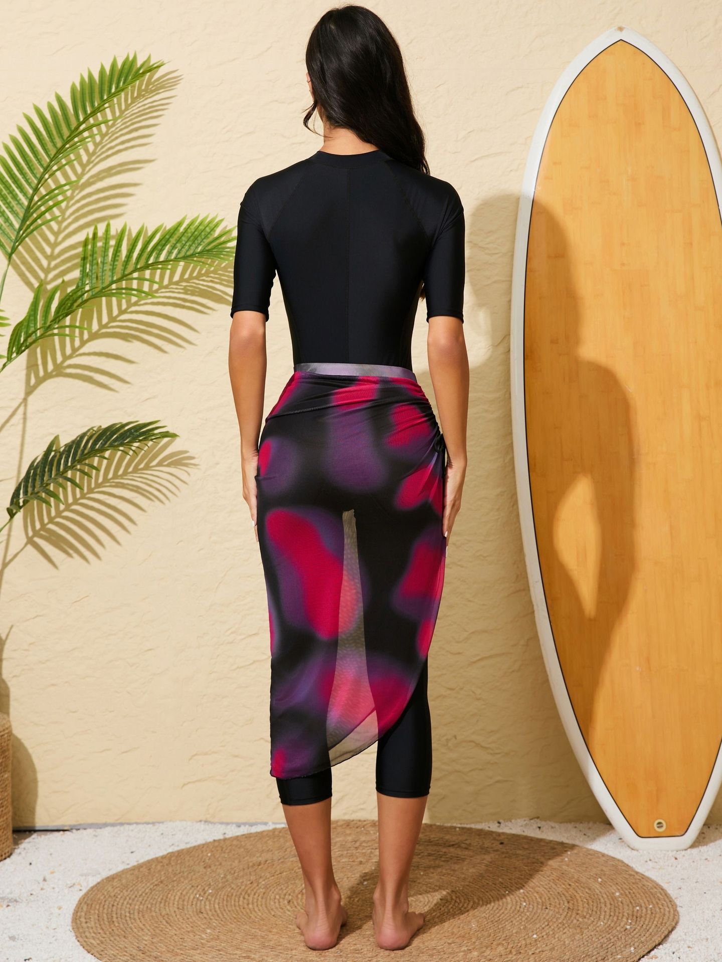 Long Sleeved Zippper Burkini Modest Swimsuit All Covered Swimwear with Gauze